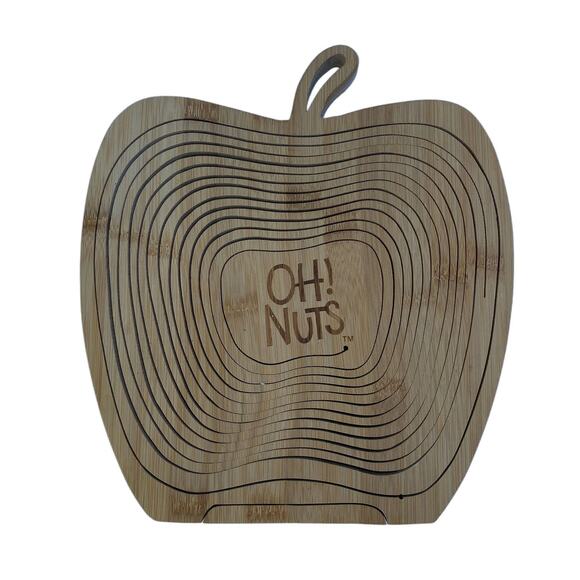 OH! NUTS Collapsible Hanging Bowl on Stand Trivet Apple Nut Fall Decor Wood - Picture 11 of 11